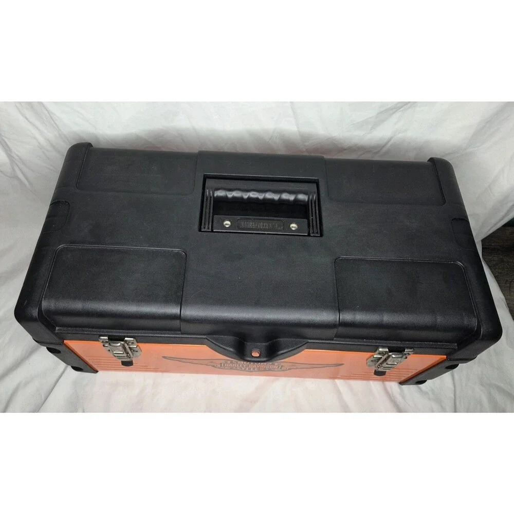 Harley-Davidson Orange and Black 22-Inch Metal & Plastic Toolbox W/ Tray HDDX-22